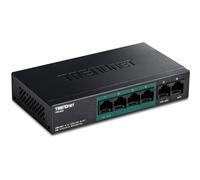 TRENDnet 6-Port Fast Ethernet PoE+ Switch, TPE-S50, 4 x Fast Ethernet PoE+ Ports, 2 x Fast Ethernet Ports, 60 W PoE Budget, 1.2 Gbps Switch Capacity, Ethernet Network Switch, Metal