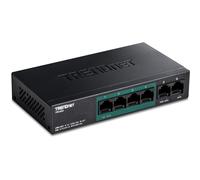 TRENDnet 6-Port Fast Ethernet PoE+ Switch, TPE-S50, 4 x Fast Ethernet PoE+ Ports, 2 x Fast Ethernet Ports, 60 W PoE Budget, 1.2 Gbps Switch Capacity, Ethernet Network Switch, Metal