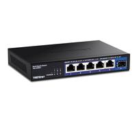 TRENDnet 6-Port Unmanaged 2.5G Switch with 10G SFP+ Port, TEG-S5061, 5 x 2.5GBASE-T Ports, 45Gbps Switching Capacity, Fanless, Wall Mountable, Black