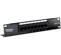 TRENDnet 8-Port Cat5/5e Unshielded Wallmount or Rackmount Patch Panel, 10 Inch Wide, 8 x Gigabit RJ-45 Ethernet Ports, TC-P08C5E