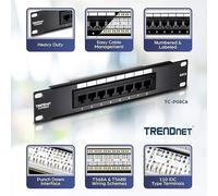 TRENDnet 8-Port Cat6 Unshielded RackMount Patch Panel - TC-P08C6