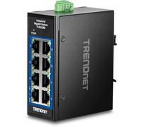 TRENDnet 8-Port Industrial Gigabit DIN-Rail Mini Switch, TI-GLC80, 8 x Gigabit Ports, Extreme Temperature IP30 Rated, 16Gbps Switch Capacity, Black