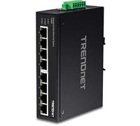 TRENDnet 8-Port Industrial Unmanaged Fast Ethernet DIN-Rail Switch, TI-E80, 8 x Fast Ethernet Ports, 1.6 Gbps Switching Capacity, 8 Port Network Fast Ethernet Switch, IP30 Metal Switch