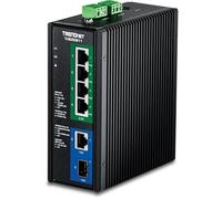 TRENDnet, TI-BG50611 6-Port Industrial 2.5G PoE++ DIN Rail Switch with 10G Ports, Multi-Gigabit, 4 x 2.5G PoE++ Ports, 1 x 10G RJ-45 Port, 1 x 10G SFP+ Port
