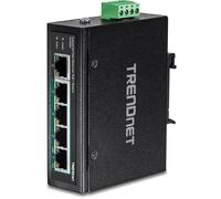 TRENDnet TI-PE50 5-Port Industrial Fast Ethernet PoE+ DIN-Rail Switch | 200W Power Budget, IP50 Rated, NDAA TAA Compliant, Lifetime Protection