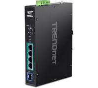 TRENDNET TI-PGM541 Gigabit PoE+ Industrial 5-Port Switch, Extreme Temperature Range -20° C (-4° - 149°F), DIN Rack, 50-55 Vdc, 4 Gigabit PoE+ Gigabit Ports, 1 Gigabit SFP Slot