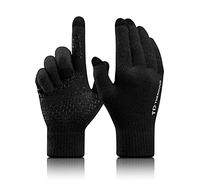 TRENDOUX Winter Gloves, Thermal Touch Screen Glove Men - Anti-slip Grip - Warm Liner - Knit Elastic Material - Typing Phone Driving Running Dog Walking - Thin Glove for Cold Weather - Black - XL