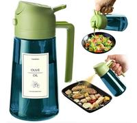TrendPlain 16oz/470ml Blue Glass Olive Oil Sprayer for Cooking - 2 in 1 Olive Oil Dispenser for Kitchen Gadgets, Air Fryer, Salad, and BBQ - Green