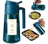 TrendPlain 16oz/470ml Blue Glass Olive Oil Sprayer for Cooking - 2 in 1 Olive Oil Dispenser for Kitchen Gadgets, Air Fryer, Salad, and BBQ - Navy