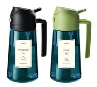 TrendPlain 16oz/470ml Blue Glass Olive Oil Sprayer for Cooking - 2 in 1 Olive Oil Dispenser for Kitchen Gadgets, Air Fryer, Salad, and BBQ - Black & Green