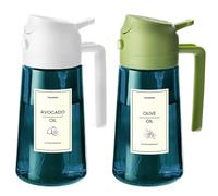 TrendPlain 16oz/470ml Blue Glass Olive Oil Sprayer for Cooking - 2 in 1 Olive Oil Dispenser for Kitchen Gadgets, Air Fryer, Salad, and BBQ - White & Green