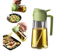 TrendPlain 16oz/470ml Glass Olive Oil Sprayer for Cooking - 2 in 1 Olive Oil Dispenser Bottle for Kitchen Gadgets and Air Fryer Accessories, Salad, BBQ - Green