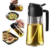 TrendPlain 470ml Olive Oil Spray Bottle - 2 in 1 Olive Oil Dispenser Bottle for Kitchen Accessories - Kitchen Gadgets, For Air Fryer - Black