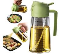 TrendPlain 470ml Olive Oil Spray Bottle - 2 in 1 Olive Oil Dispenser Bottle for Kitchen Accessories - Kitchen Gadgets, For Air Fryer - Green