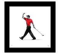 Trends International Gallery Pops Tiger Woods - Fist Pump Wall Art, Black Framed Version, 12" x 12"