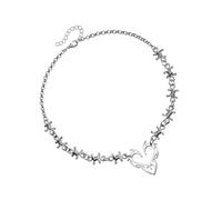Trendsetting Love Heart Shaped Necklace Fashion Jewelry Accessory With Thorns Detail For Fashionable Enthusiasts Adjustable Length Necklace