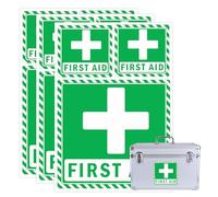 Trendsslabels First Aid Kit Sign Sticker Self Adhesive Emergency Safety First Sign Labels 15pcs Green Vinyl Rectangular Medical Cross Symbol Stickers for Medical Cross Emergency Box Hospital Ambulance