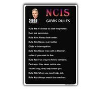 TRENDSTHAN Vintage Metal Signs Ncis Gibbs Rules 69 Rules Posters Retro Tin Sign-Always Look Under Sign Wall Decor Plaque Funny Bathroom Quote For Home Kitchen Restroom Garage Man Cave Gifts 12x8 Inch