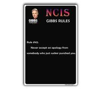 TRENDSTHAN Vintage Metal Signs Ncis Gibbs Rules 69 Rules Posters Retro Tin Sign-Never Accept An Apology Sign Wall Decor Funny Bathroom Quote For Home Kitchen Garage Man Cave Plaque Gifts 12x8 Inch