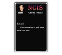 TRENDSTHAN Vintage Metal Signs Ncis Gibbs Rules 69 Rules Posters Retro Tin Sign-Never Look Back Sign Wall Decor Funny Bathroom Quote For Home Kitchen Garage Man Cave Plaque Gifts 12x8 Inch