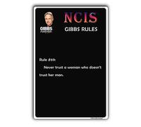 TRENDSTHAN Vintage Metal Signs Ncis Gibbs Rules 69 Rules Posters Retro Tin Sign-Never Trust A Women Sign Wall Decor Funny Bathroom Quote For Home Kitchen Garage Man Cave Plaque Gifts 12x8 Inch