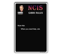 TRENDSTHAN Vintage Metal Signs Ncis Gibbs Rules 69 Rules Posters Retro Tin Sign-When You Need Help,Ask Sign Wall Decor Funny Bathroom Quote For Home Kitchen Garage Man Cave Plaque Gifts 12x8 Inch