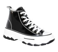 TRENDSUP 2-Inch Height Platform Lace-Up Canvas Sneakers - Fashionable, Comfortable, Durable, and Versatile Shoes for Everyday Casual Wear, Black Metallic, 4 UK