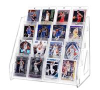 TrendTrust 4 Tier Card Display Stand, Trading Greeting Card Display Stand for Stickers, Baseball Sports Cards, Postcards, On the Go for Vendor Events Retail