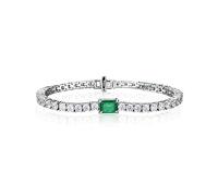 Trendy 15-18Cm 925 Silver Emerald High Carbon Diamond Tennis Chain Bracelets for Women S925 Emerald Charm,High Carbon Diamond-15CM_Real 18K