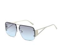 Trendy 2024 Neue modische randlose quadratische Sonnenbrille für Herren und Damen, Halbrandlose Brillen, UV400, C3 Grau Blau, 144 x 148 x 53 mm