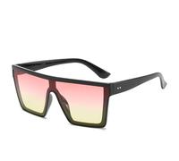 Trendy 2024 Vintage Sonnenbrille für M?nner mit flacher Oberseite, schwarze quadratische Sonnenbrillen mit UV400-Grad-Farbverlauf für Frauen, coole einteilige Sonnenbrille