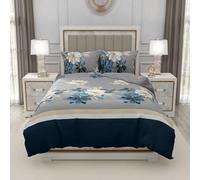 Trendy 3 Piece Complete Bedding Set - Soft Microfiber Single Duvet Cover, Fitted Sheet & Pillowcase | Floral Printed, Wrinkle-Free & Lightweight for All Seasons