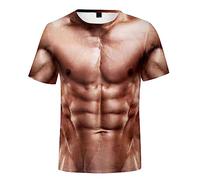 Trendy 3D Muscle Printed Tops for Men Funny Casual Loose Fit T Shirts Summer Short Sleeve Tees Shirts Going Out Graphic Fashion Tee Shirts 2025 Tshirt Cute Red