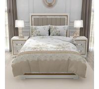 Trendy 4 Piece Complete Bedding Set - Soft Microfiber Super King Duvet Cover, Fitted Sheet & 2 Pillowcases | Floral Printed, Wrinkle-Free & Lightweight for All Seasons