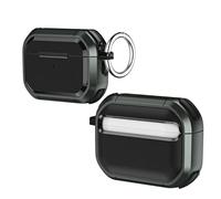 Trendy ABS Hard-shell ARMOUR Case Apple Air Pods Pro Gen 2 - Classy, Elegant, 360° Protection, Shockproof, Carabiner Clip, Flush Fit, Tough ABS, Wireless Charging (Grey)