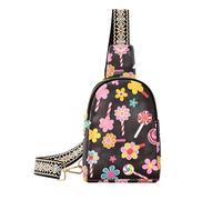 trendy Abstract Candy Flowers Colorful small fanny packs waterproof anti theft crossbody bag for travel