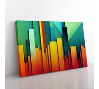 Trendy Abstract Skyscrapers Canvas Wall Art Print Ready to Hang, Framed Picture for Living Room Bedroom Home Office Décor, 60x40 cm (24x16 Inch)