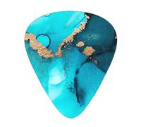 Trendy Abstract Teal Gold Swirls,12 Pcs Guitar Pick,3 Different Thickness Plectrums for Acoustic Guitar Bass Ukulele (0.46mm 0.96mm 0.71mm)
