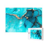 Trendy Abstract Teal Gold Swirls,300 Pieces Wooden Jigsaw Family Game Jigsaw Puzzles for Adults Teens Home Decor