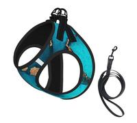 Trendy Abstract Teal Gold Swirls,Pet Harness,Adjustable Reflective Dog Harness,Pet Leash Vest,M