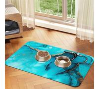 Trendy Abstract Teal Gold Swirls,Waterproof Pet Feeding Mat,PU Leather Placemats for Cat Dog Water Bowl,Food Mats,30x45cm
