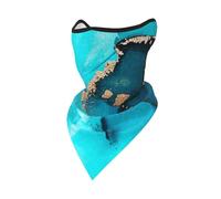 Trendy Abstract Teal Gold Swirls Windproof Mask,Neck Gaiter Winter Motorcycle Face Cover