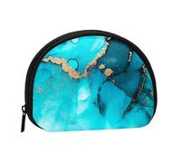Trendy Abstract Teal Gold SwirlsSmall Makeup Sanitary Napkin Storage Bag,Women's Cosmetic Coin Purse