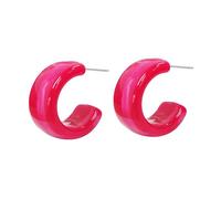 Trendy Acrylic C Shaped Half Hoop Earrings for Women Multicolor Resin Geometric Round Huggie Hoops Dangle Earring Fashion Aesthetic Holiday Costume Dancing Party Accessories Jewelry, S, Acrylic, No