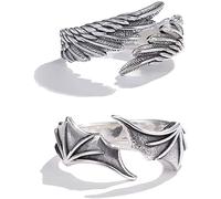 Trendy Angel Demon Rings Simple Unisex Wing for Lovers Couple Set Friendship Wedding Engagement Open Rings