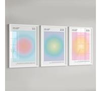 Trendy Angel Numbers Aura 111 222 333, Aesthetic Spiritual Gradient Wall Art Canvas Painting Posters For Living Room Home Decor 35Cmx50Cmx3Pcs No Frame