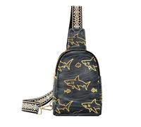 trendy Angry Animal Shark Fish Gold Black cross body bags sturdy fanny packs crossbody bags for day pack
