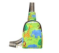 trendy Animal Zoo Giraffe Elephant Monkey large fanny packs cute crossbody fanny packs chest for day pack, animal zoo giraffe elephant monkey, One Size