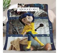 Trendy Animated Dark Fantasy Horror Cora-line Throw Blanket, Flannel Plush Halloween Blankets and Throws for Better Relaxing, Wrinkle-Resistant Air Condition Blanket 50"x60"