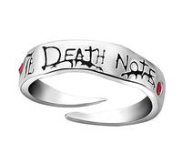 Trendy Anime Death Note Adjustable Rings Carnival Halloween Kira Split Ring Light Yagami Cosplay Props Light Yagami Decorations for Men Women
